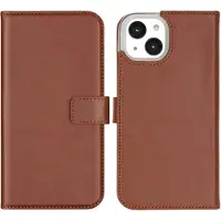 Selencia Echt Leren Bookcase voor de Apple iPhone 14 - Lichtbruin