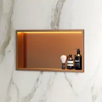 Saniclear Lucio inbouwnis met LED verlichting 60x30cm geborsteld koper PVD