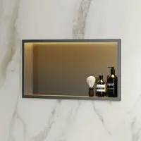 Saniclear Lucio inbouwnis met LED verlichting 60x30cm gun metal PVD