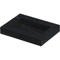 Ink Pitch Meubelwastafel 60x45cm Keramische Slab - 1 Kraangat - Lauren Black Mat - 8718835129514 - Rechthoekig - Wastafels, Meubelwastafels