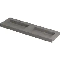 Ink Pitch Meubelwastafel 160x45cm Keramische Slab - Dubbel - 2 Kraangaten - Armani Grey Mat - 8718835130060 - Rechthoekig - Wastafels, Meubelwastafels