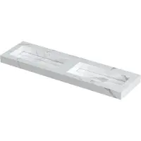 Ink Pitch Meubelwastafel 160x45cm Keramische Slab - Dubbel - Zonder Kraangaten - Statuario Glans - 8718835130046 - Rechthoekig - Wastafels,