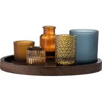 Bloomingville Sanga Dienblad met Votief, Bruin, Glas
