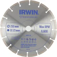 Irwin diamantzaagblad Ø230 mm voor haakse slijper, geschikt voor het zagen van steen.