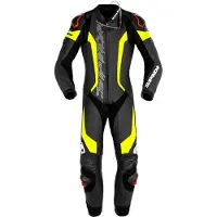 Spidi Laser Pro, lederen pak 1st. geperforeerd ,zwart/neon geel ,46