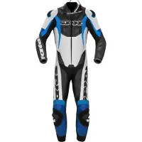 Spidi Sport Warrior Pro, leren pak, 1 stuk, geperforeerd ,witte/blauw ,50