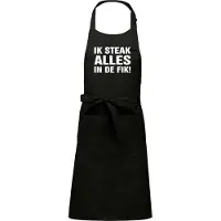 Kariban mijncadeautje - Keukenschort - BBQ schort - Ik steak alles in de fik - cadeau verjaardag - vaderdag - BBQ - zwart