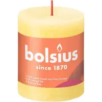 Bolsius 4 stuks zonnegeel rustiek stompkaarsen 80/68 (35 uur) Eco Shine Sunny Yellow