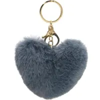 Dielay - Sleutelhanger Fluffy Hart - 10 cm - Grijs
