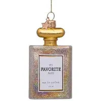 Vondels Ornament glass transparent oil perfume w/glitters H10cm
