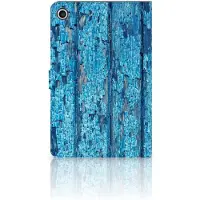 B2Ctelecom Book Case voor Lenovo Tab M10 Plus 3rd Gen 10.6 inch Tablet Book Cover Wood Blue