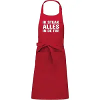Kariban mijncadeautje - Keukenschort - BBQ schort - Ik steak alles in de fik - cadeau verjaardag - vaderdag - BBQ - rood