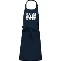 Kariban mijncadeautje - Keukenschort - BBQ schort - Ik steak alles in de fik - cadeau verjaardag - vaderdag - BBQ - navy blauw