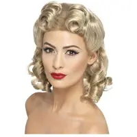 Smiffys Mooie blonde pruik 40s Sweetheart Helga met krullen