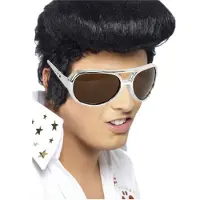 Smiffys Elvis verkleed set pruik zwart en bril voor heren - Rock and Roll thema uit de jaren 50/60