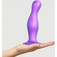Strap-On-Me - Dildo Plug Curvy - Metallic Paars - Maat XL