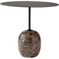 &tradition Lato Bijzettafel - ovaal 40 x 50 cm - Warm Black & Emparador Marble