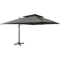 vidaXL - Zwevende - parasol - met - dubbele - bovenkant - antraciet - 400x300 - cm
