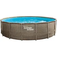 Summer Waves Zwembad Elite Frame 488 X 122 cm Dark Triple Basketweave + zandfilterpomp