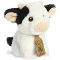 Aurora Pluche koe - zwart/wit - 13 cm - knuffeldier koe - boerderijdieren Knuffel