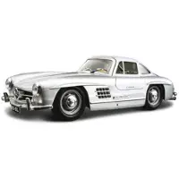 Bburago Modelauto Mercedes-benz 300sl Gullwing 1954 Zilver 19 X 7 X 5 Cm - Schaal 1:24 - Speelgoedauto - Miniatuurauto