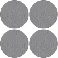 Cepewa 4x stuks ronde placemats grijs met wave patroon 37 cm - Placemats