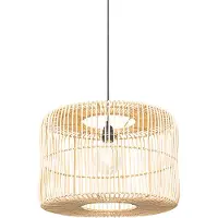 QAZQA Oosterse hanglamp zwart met rotan kap - Maud