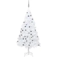 vidaXL Kunstkerstboom met verlichting en kerstballen 180 cm PVC wit