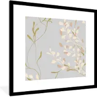 PosterMonkey Fotolijst incl. Poster - Bloemen - Pastel - Design - Blauw - 40x40 cm - Posterlijst