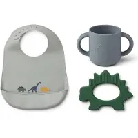 Liewood - Siliconen Babyset 3-delig - Dino Blue Multi Mix
