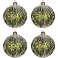 Clayre & Eef Groene Doos kerstballen Ø 9 cm (set 4) 6GL2704