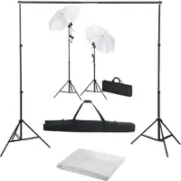 vidaXL Fotostudioset met achtergrond, lampen en paraplu's