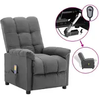 vidaXL Massagestoel elektrisch stof lichtgrijs