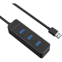 ORICO USB hub met 4 poorten - USB3.0 - busgevoed / zwart - 0,30 meter