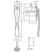Bouwsales Raamkruk Compa, extreem platte uitvoering van 15mm, met stift 7x70mm, zwart