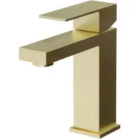 Guido Gusto Vierkante wastafelkraan mat goud één-greeps bediening inclusief aansluitslangen