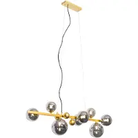 QAZQA Art Deco hanglamp goud met smoke glas 8-lichts - David