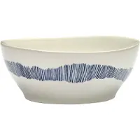 Serax Feast Bowl 18 Cm / Blue Striped - Serveerkommen Steengoed White - B8921010B
