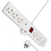 MaxTrack Stekkerdoos met 6 contacten, overspanningsbeveiliging en inklapbaar design / wit - 1,5 meter