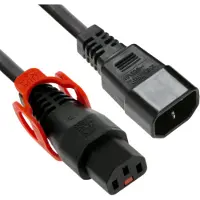 ACT IEC Lock+ C13 - C14 stroomkabel voor UPS/PDU | 3x 1,00mm | zwart | 2 meter