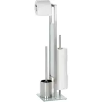 Wenko Toiletbutler Rivalta RVS mat - Toiletborstel met houder, Toiletrolhouder en Reserverolhouder vrijstaand