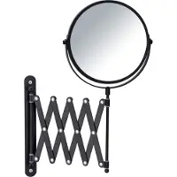 Wenko Scheerspiegel wand Exclusief ø17cm dubbelzijdig telescopisch zwart 3x vergrotend - Badkamerspiegel - Make-up spiegel wandmodel uittrekbaar - Vergrootspiegel - Cosmeticaspiegel met harmonica-arm