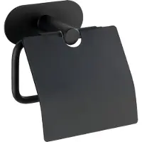 Wenko Turbo-Loc Toiletrolhouder met klep Orea RVS zwart mat - Toiletpapier houder - WC Rolhouder - Bevestigen zonder boren - Zelfklevend - 10 jaar garantie
