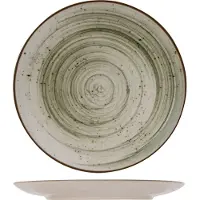 C&T ​Cosy & Trendy Dinerbord Sintra Ivy Green Ø 26 cm - Uniek Groene Aardewerken Schotel met Spiraalpatroon - Geschikt voor Diverse Maaltijden - Vaatwasser- en Magnetronbestendig​
