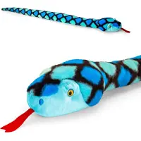 Keel Toys slang knuffel - pluche - blauw - 100 cm - dier - cadeau Knuffelbeest - reptiel - speelgoed