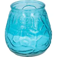 Arti Casa 1x Citronella lowboy tuin kaars in blauw glas - 10 cm - 15 branduren