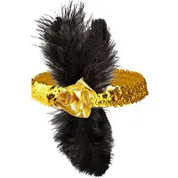 Widmann 1920s pailleten hoofdband goud met bloem en veren
