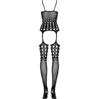 Obsessive G310 - lingerie set - stippen en netstof - zwart (S-L)