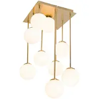 QAZQA Moderne plafondlamp goud met opaal glas 9-lichts - Athens
