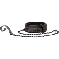 Ouch! Elegant Collar With Leash - Titanium Grey